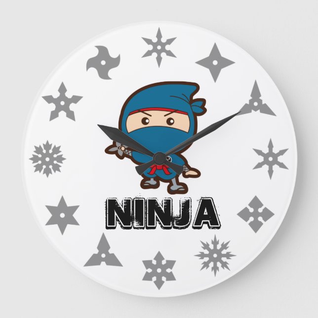 Ninja Boy Große Wanduhr (Vorderseite)