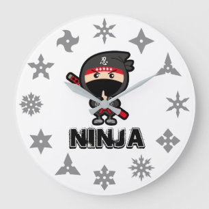 Ninja Boy Große Wanduhr