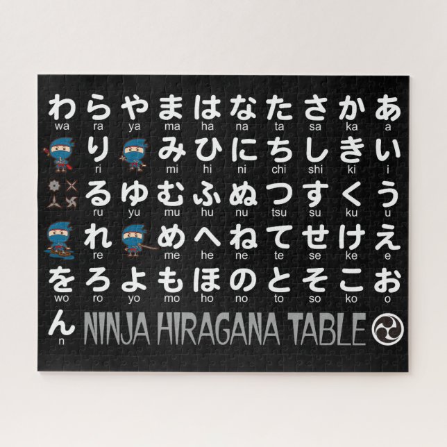 Ninja Boy Japanese Hiragana Table Puzzle (Horizontal)
