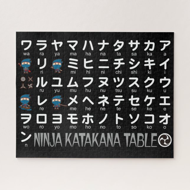 Ninja Boy Japanese Katakana Table Puzzle (Horizontal)