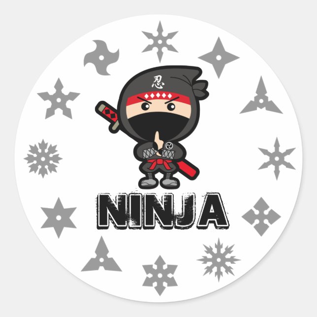 Ninja Boy Runder Aufkleber (Vorderseite)