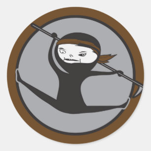 Ninja Brown Gurt-Aufkleber Runder Aufkleber