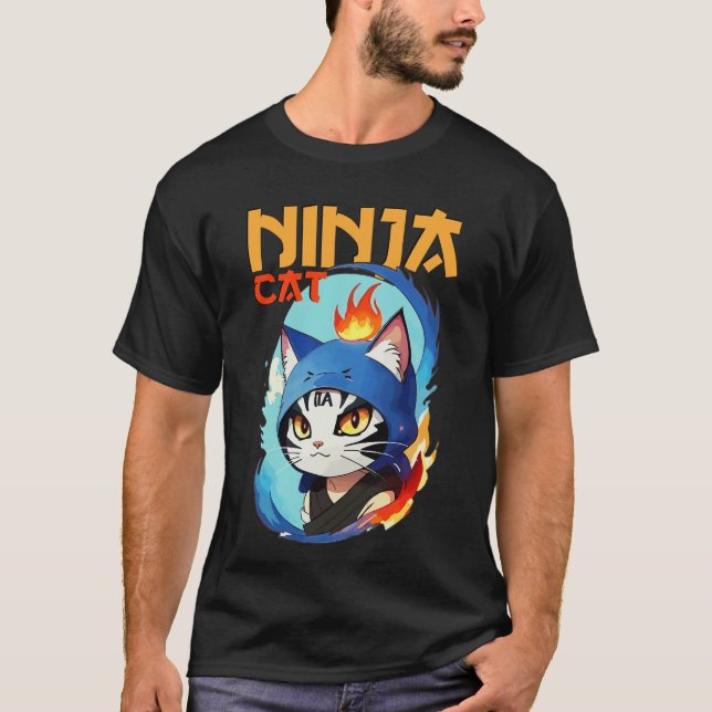 Ninja Cat Hero Poster T-Shirt (Vorderseite)