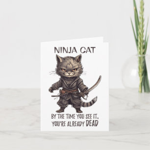 Ninja Cat, Japanisch Samurai Kawaii Cat Tattoo Fun Karte