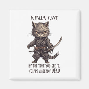 Ninja Cat, Japanisch Samurai Kawaii Cat Tattoo Fun Magnet