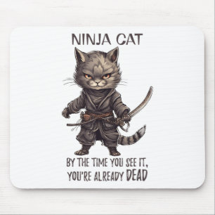 Ninja Cat, Japanisch Samurai Kawaii Cat Tattoo Fun Mousepad