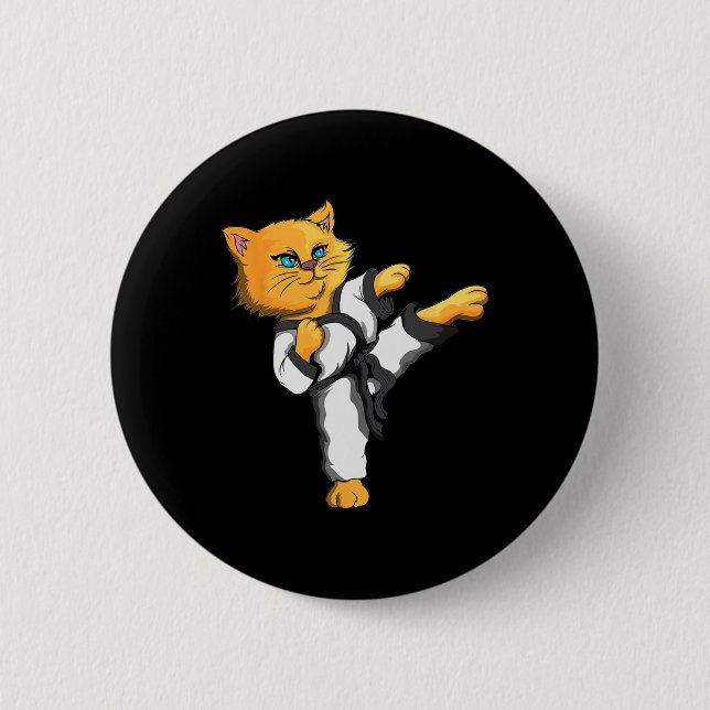 Ninja Cat Karate Martial Arts Taekwondo Cat Eigent Button (Vorderseite)