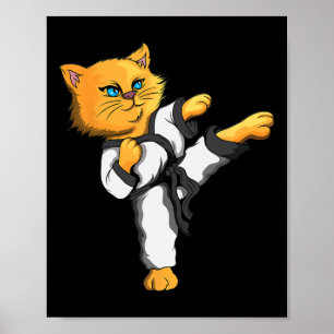 Ninja Cat Karate Martial Arts Taekwondo Cat Eigent Poster