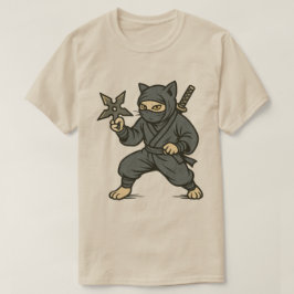 Ninja Cat Katana und Shuriken T-Shirt
