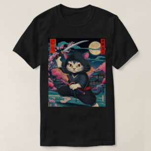 Ninja Cat mit Katana Sword Japanischer Kampfkunst T-Shirt