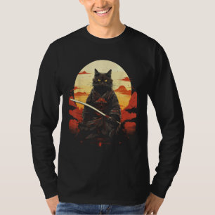Ninja Cat Samurai Sword Meow Warrior T-Shirt
