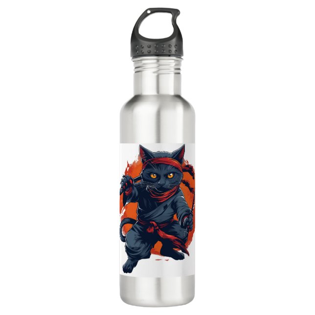 Ninja Cat Stealth Edelstahlflasche (Vorderseite)