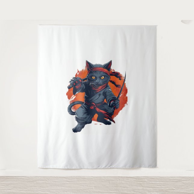 Ninja Cat Stealth Wandteppich (Vorderseite)