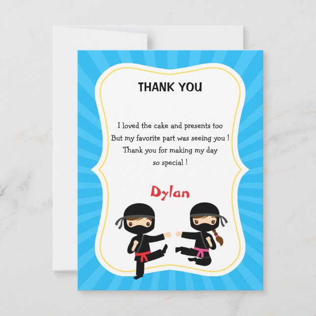 Ninja Dankeschön Card - Warrior Kindergeburtstag P Dankeskarte (Vorderseite)