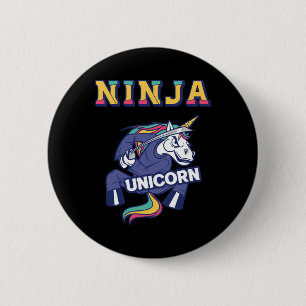 Ninja-Einhorn-Karate-Einhorn-Kickboxen-Militärisch Button