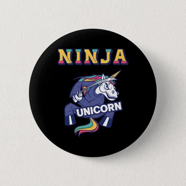 Ninja-Einhorn-Karate-Einhorn-Kickboxen-Militärisch Button (Vorderseite)