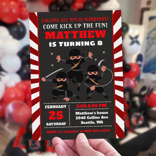 Ninja Einladung, Ninja Geburtstag Einladung (Ninja Party Birthday Invitation)