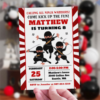 Ninja Einladung, Ninja Geburtstag Einladung