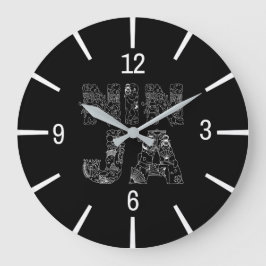 Ninja Elegante Text Art Große Wanduhr