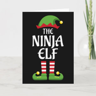 Ninja-Elfen-Familien-Matching-Gruppen-Weihnachts-O Karte
