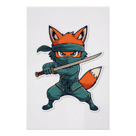 Ninja Fox Poster – Süßer Fuchs Kinder Wandkunst