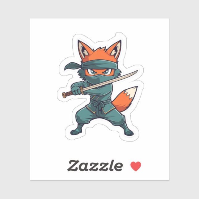 Ninja Fox Sticker – Süßer Fuchs Vinyl-Aufkleber (Blatt)