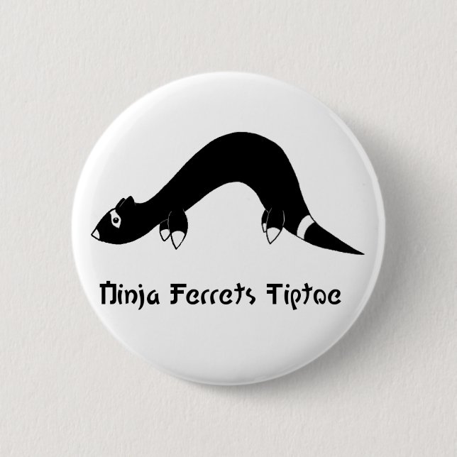 Ninja Frettchen-Weiß-Knopf Button (Vorderseite)