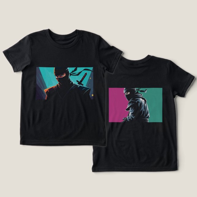Ninja Front und Back Tri-Blend Shirt (Design Vorderseite & Rückseite)