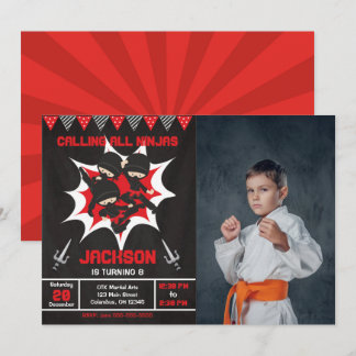 Ninja-Geburtstags-Karate-Ninja-Party-Foto  Einladung