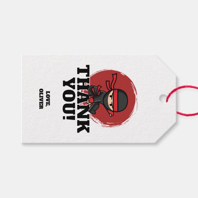 Ninja-Geburtstagsfeier Geschenkanhänger (Vorderseite (Horizontal))