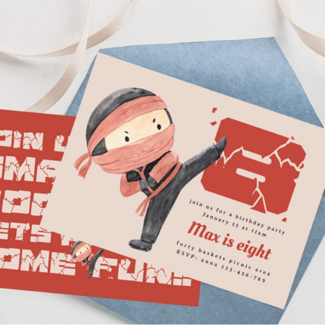 Ninja Geburtstagsparty, Jungs 8. Geburtstag Einladung (Von Creator hochgeladen)