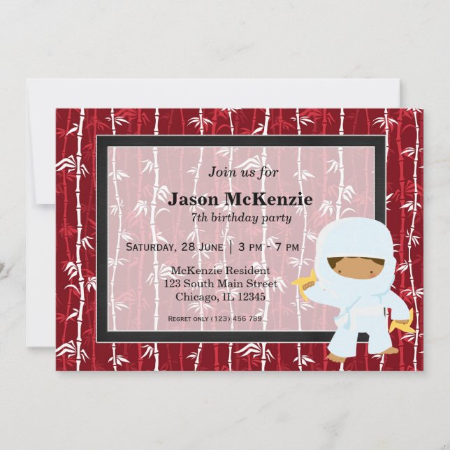 Ninja Geburtstagsthema Einladung (Vorderseite)