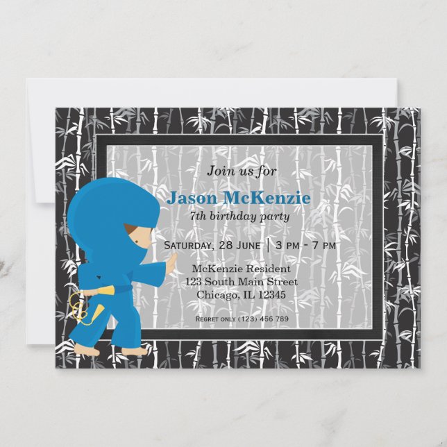 Ninja Geburtstagsthema Einladung (Vorderseite)