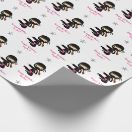 Ninja Gift Wrap Girl Pink Black Personalisiert Geschenkpapier