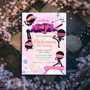 Ninja Girl Birthday Martial Arts Einladung