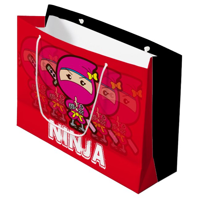 Ninja Girl Christmas Große Geschenktüte (Vorderseite Schrägansicht)