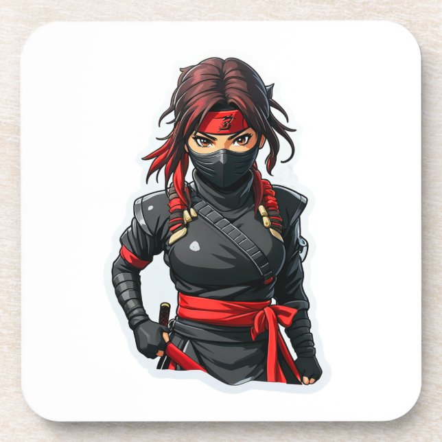 Ninja Girl Getränkeuntersetzer (Vorderseite)