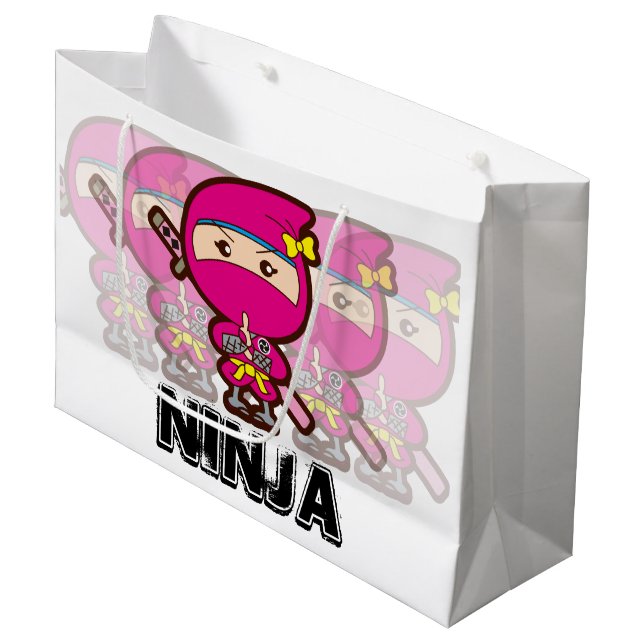 Ninja Girl Große Geschenktüte (Vorderseite Schrägansicht)