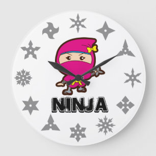 Ninja Girl Große Wanduhr