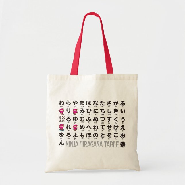Ninja Girl Japanese Hiragana Table Tragetasche (Vorne)