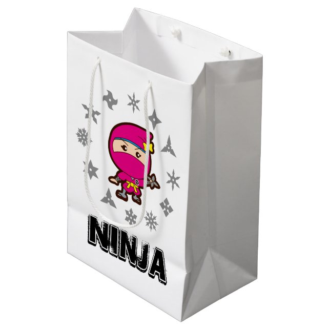Ninja Girl Mittlere Geschenktüte (Vorderseite Schrägansicht)