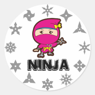 Ninja Girl Runder Aufkleber