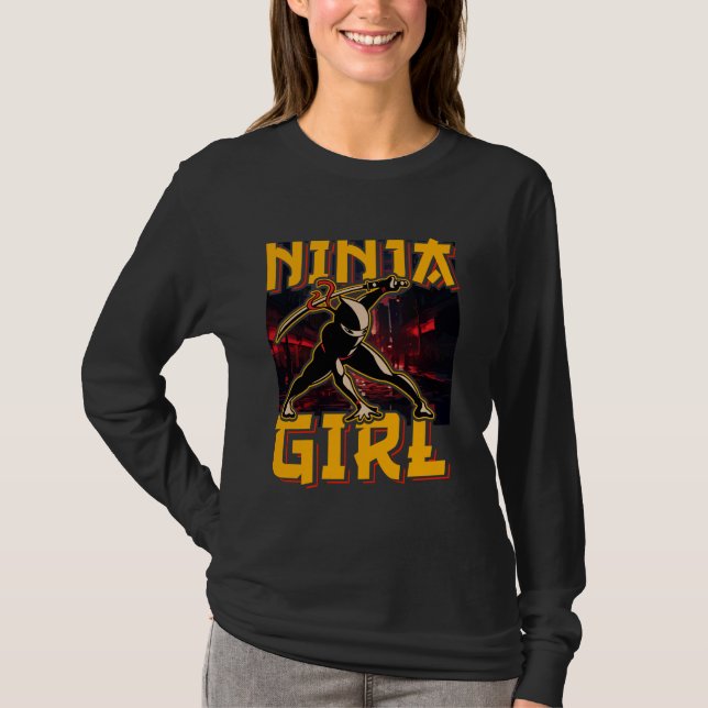 Ninja Girl Warrior Funny T-Shirt (Vorderseite)