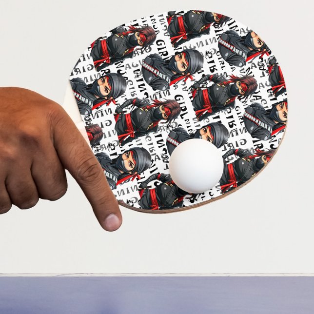 Ninja Girls Anime With Text Pattern Design Tischtennis Schläger (Von Creator hochgeladen)