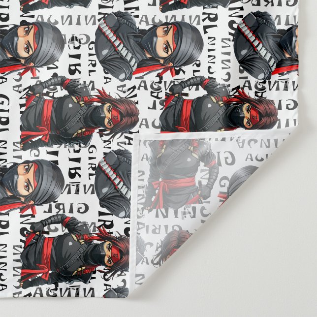 Ninja Girls Anime With Text Pattern Design Wandteppich (Von Creator hochgeladen)
