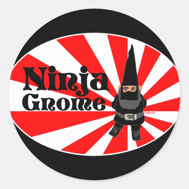 Ninja Gnome Runder Aufkleber (Vorderseite)