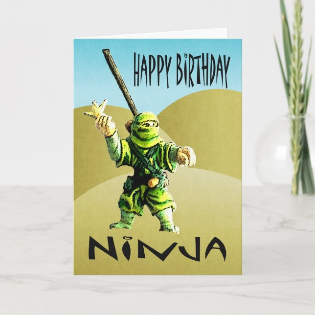 Ninja Happy Birthday Karte (Vorderseite)