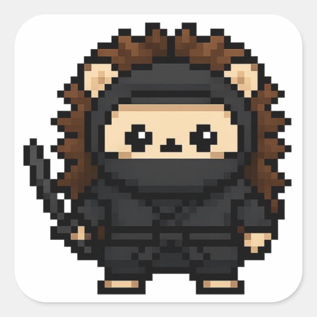 Ninja-Igel-Aufkleber Quadratischer Aufkleber (Vorderseite)