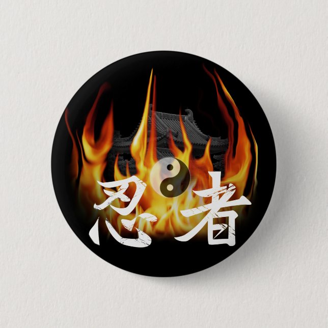 Ninja im Feuer Button (Vorderseite)