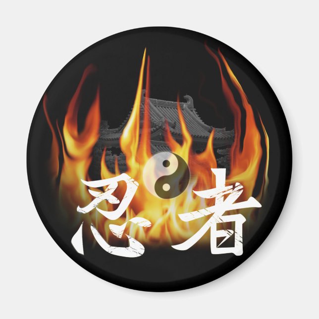 Ninja im Feuer Magnet (Vorne)